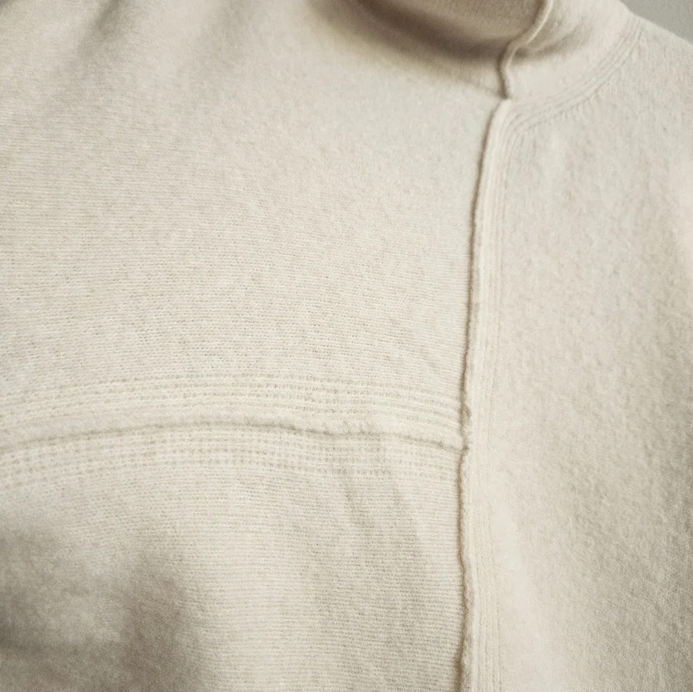 AllSaints Roll Neck Asymmetric Sweater size M Cream - Picture 2 of 4